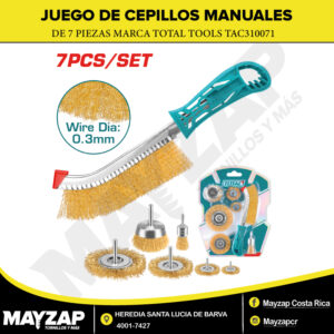Cepillo de Alambre TOTAL TAC310071 — Kit de 7 Piezas para Taladro y Limpieza de Superficies Metálicas