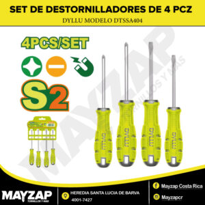 Juego de Destornilladores DYLLU DTSSA404 — 4 Piezas Magnéticas de Acero S2 de Alta Precisión
