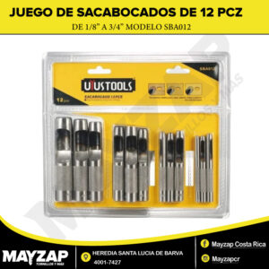 Juego de Sacabocados Uyustools SBA012 — 12 Piezas de 1/8” a 3/4”