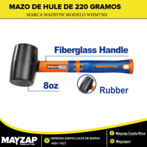 Mazo de Hule Wadfow FV220G8ONZ de 220 g – Mango de Fibra de Vidrio MODELO WHM7301