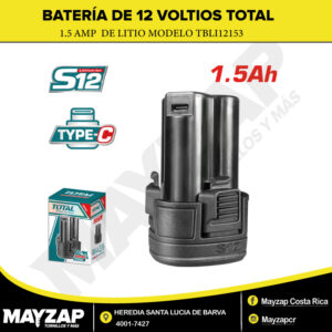 Batería de Litio 12V 1.5Ah Redonda — Total TBLI12153