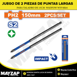 JUEGO DE PUNTAS PARA TALADRO DE 2 PIEZAS DE 15 CM DE LARGO WADFOW MODELO WSV4K64