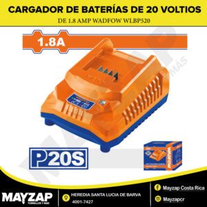 CARGADOR DE BATERIAS DE 20 VOLTIOS DE 1.8AMP WADFOW MODELO WLBP520