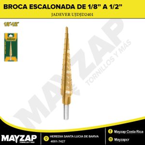 Broca Escalonada en espiral de 1/8" a 1/2" Jadever UJDJD2401