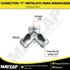 Conector "Y" 3/4" metálico para manguera, TRUPER