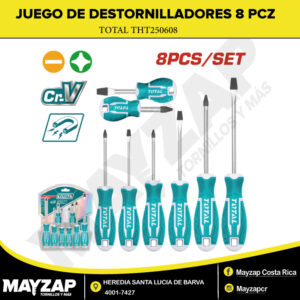 JUEGO DE DESTORNILLADORES O DESATORNILLADORES TOTAL THT250608 DE 8 PIEZAS