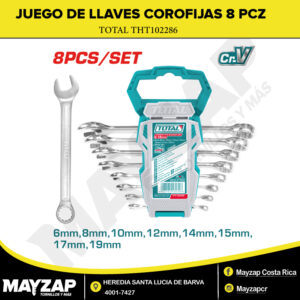 JUEGO DE LLAVES COROFIJAS 8 PIEZAS EN MILIMETROS TOTAL TOOLS MODELO THT102286