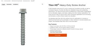 TORNILLO PARA CONCRETO TIPO TITEN HD DE 3/8" X 3" PARA HORMIGÓN