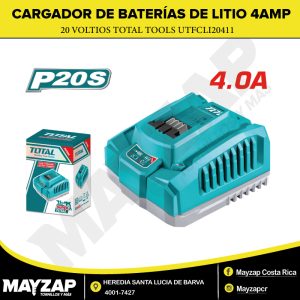 CARGADOR PARA BATERÍA DE LITIO 20V 4A RÁPIDO — TOTAL TOOLS UTFCLI20411