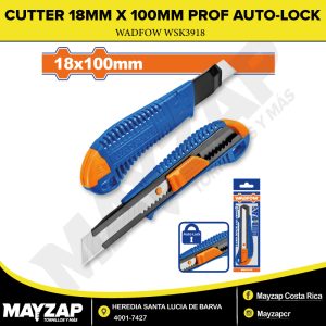 CUTTER 18MM X 100MM PROFESIONAL AUTO-LOCK — WADFOW WSK3918