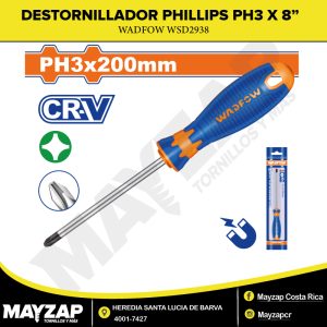 DESTORNILLADOR PHILLIPS PH3 X 8” (200MM) CR-V — WADFOW WSD2938