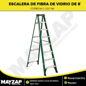 ESCALERA DE FIBRA DE VIDRIO TIPO TIJERA 8 PIES (2.44M) 175KG — CUPRUM C-3217-08
