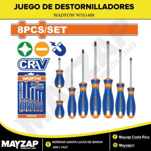 JUEGO DE DESTORNILLADORES WADFOW 8 PIEZAS CR-V — WSS1408