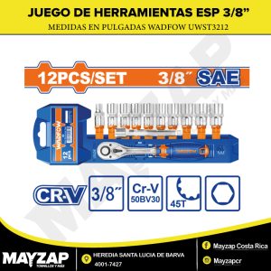 JUEGO DE HERRAMIENTAS DE 12 PIEZAS ESPIGA DE 3-8 EN PULGADAS MODELO UWST3212