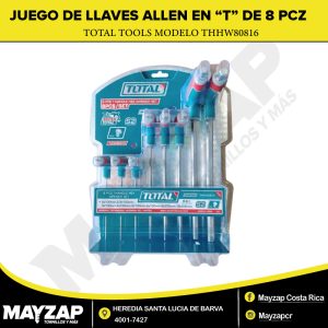 JUEGO DE LLAVES ALLEN EN FORMA DE T DE 8PCZ TOTAL TOOLS MODELO THHW80816