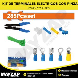 KIT DE TERMINALES ELÉCTRICOS CON PINZA CRIMPADORA 285 PIEZAS — WADFOW WTT3B01