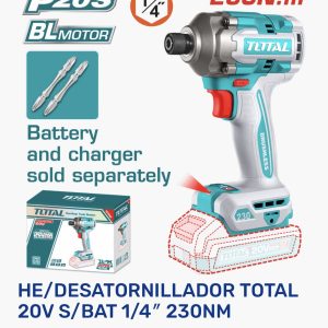 Desatornillador Inalámbrico de Impacto ¼" Sin Batería — TIRLI20231 / 20V / 230Nm / total tools