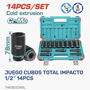 Juego de Cubos de Impacto ½" 14 Piezas — THKISD12143L / ½" / 14 Pcs / total tools