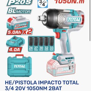 Pistola de Impacto Inalámbrica Brushless ¾" con 2 Baterías — UTIWLI20105 / 20V / 1050Nm / total tools