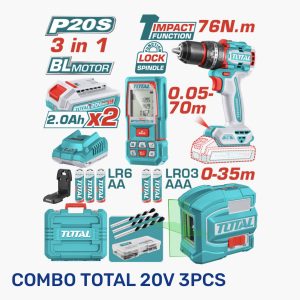 Combo 20V 3 Piezas Taladro + Nivel Láser + Medidor — UTOSLI250511 P / 3 PC / Total Tools