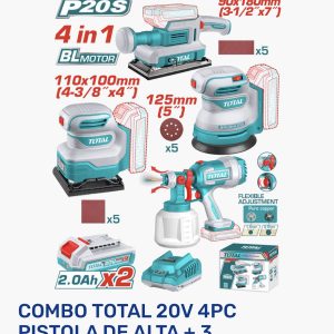 Combo 20V 4 Piezas Pistola de Aire + 3 Lijadoras — UTOSLI250383 / 4 PC / Total Tools