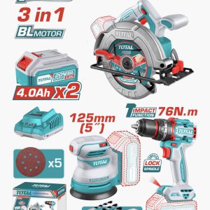 Combo 20V 3 Piezas Sierra Circular + Taladro + Lijadora — UTOSLI250181 / 3 PC / Total Tools