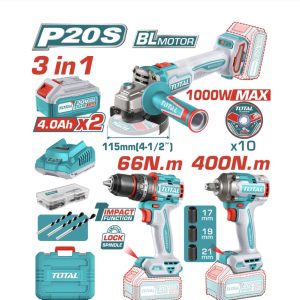 Combo 20V 3 Piezas Pistola Impacto + Taladro + Esmeril — UTOSLI241291 / 3 PC / Total Tools