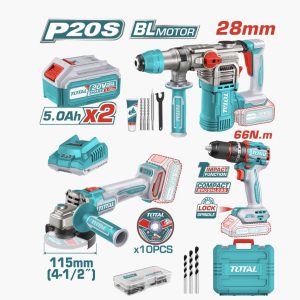 Combo 20V 3 Piezas Taladro + Rotomartillo + Esmeriladora — UTOSLI241183 / 3 PC / Total Tools