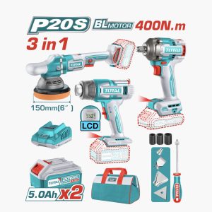 Combo 20V 3 Piezas Pistola Impacto + Pulidora + Pistola Calor — UTOSLI240863 / 3 PC / Total Tools