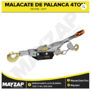 Malacate de Palanca (Winche) de 4 Ton Marca Truper 14727