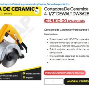 Cortadora de Ceramica y Porcelanato 4-1/2" DEWALT DW862B