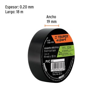 TAPE AISLANTE ELÉCTRICO — ZTR-19954 / 19 MM X 18 M / TRUPER