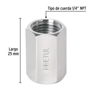 Cople Acero Hembra-Hembra 1/4" NPT — COPLE-P / Pretul 27027