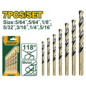 JUEGO DE 7 BROCAS HSS PARA METAL — JDTD3K01 / 5/64"-5/16" / JADEVER