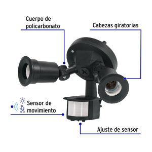 Arbotante de Seguridad con Sensor de Movimiento Doble Negro — ARB-902S / Truper Volteck Lait