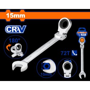 Llave Corofija con Rachet Articulada 15 mm — Wadfow WSA6215